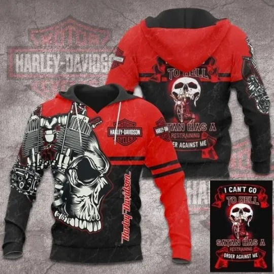 Discover Harley Motor Racing Davidsonn Men's 3D "Ride Or Die" Ghost Rider Fire Skull Red
