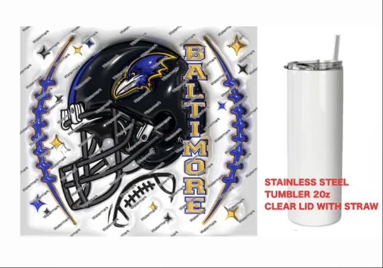 Discover RAVENS    -  PUFFY 3D football HELMET Tumbler 20 oz Stainless Steel