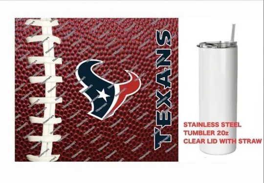 Discover TEXANS  - Pig skin Football - Tumbler 20 oz Stainless Steel