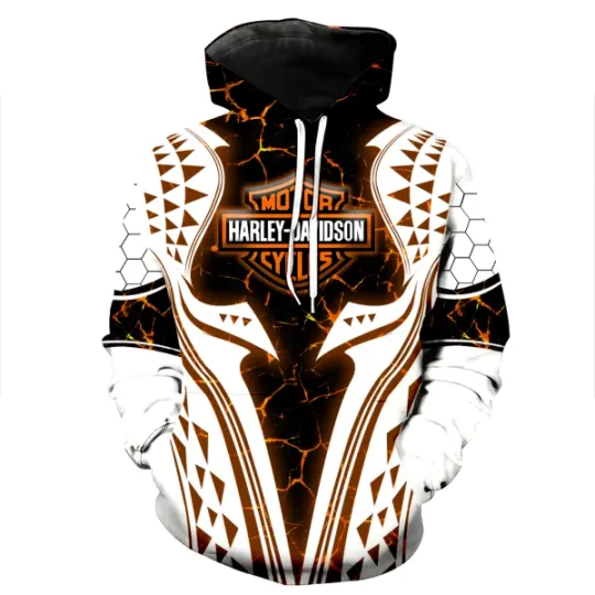 Discover Harley Motor Racing Davidsonn Men's 3D Lava Crackle Tribal Graphic Hoodie - Oran