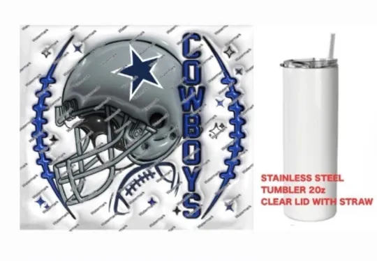 Discover COWBOYS   -  PUFFY 3D football HELMET Tumbler 20 oz Stainless Steel