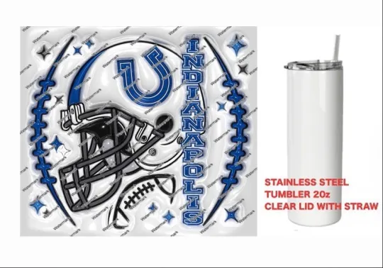 Discover COLTS     -  PUFFY 3D football HELMET Tumbler 20 oz Stainless Steel