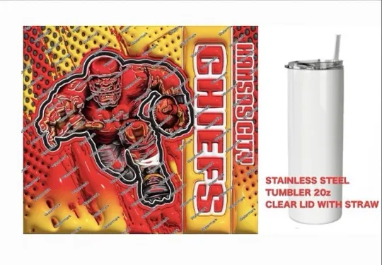 Discover KC CHIEFS   - COLORFUL 3D - Tumbler 20 oz Stainless Steel