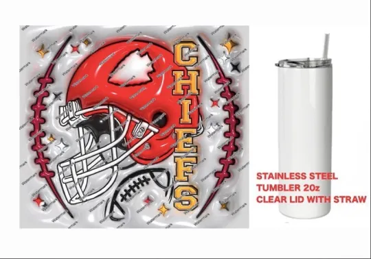 Discover KC CHIEFS     -  PUFFY 3D football HELMET Tumbler 20 oz Stainless Steel
