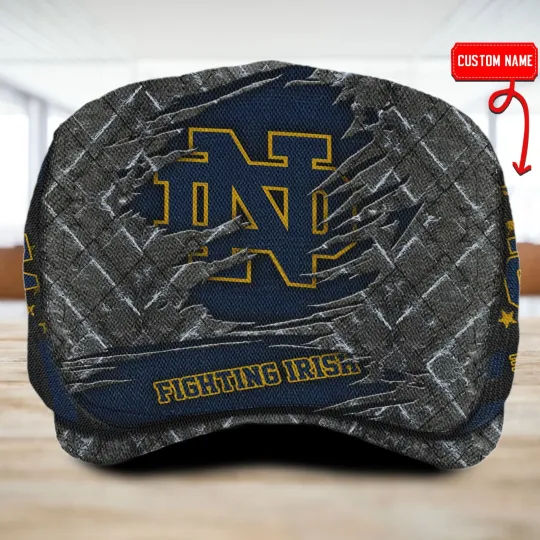 Discover ND Team Fighting Ir Jeff Cap NCAA Jeff Cap Newsboy Flat Golf Driving Hat