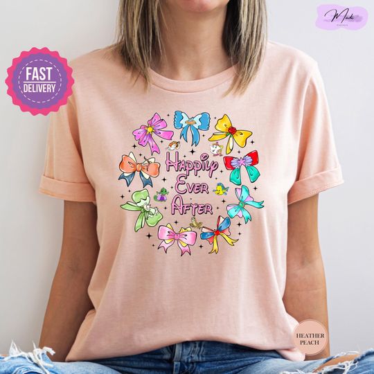 Discover Disney Princess Happily Ever After Shirt, Disney Princess Bow Tshirt, Watercolor Princess Tee