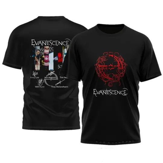 Evanescence US and UK 2026 world tour signatures T-Shirt