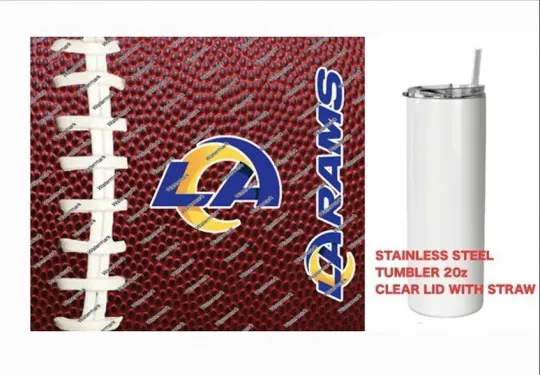 Discover LA RAMS   - Pig skin Football - Tumbler 20 oz Stainless Steel
