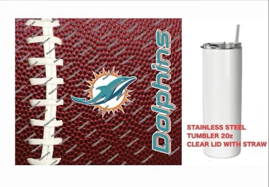 Discover DOLPHINS     - Pig skin Football - Tumbler 20 oz Stainless Steel