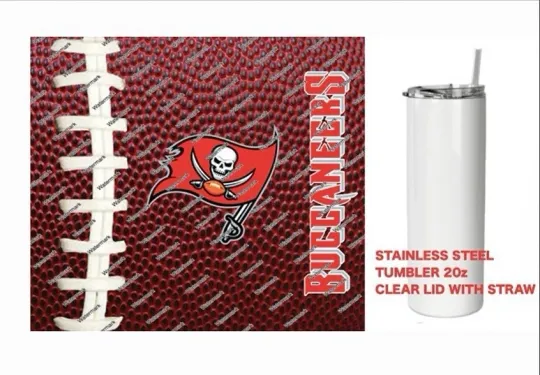 BUCCANEERS   - Pig skin Football - Tumbler 20 oz Stainless Steel