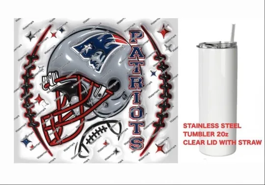 Discover PATRIOTS     -  PUFFY 3D football HELMET Tumbler 20 oz Stainless Steel