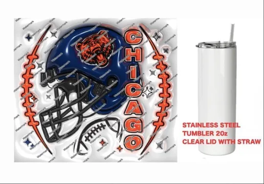Discover BEARS    -  PUFFY 3D football HELMET Tumbler 20 oz Stainless Steel