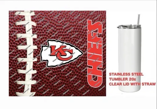 Discover KC CHIEFS    - Pig skin Football - Tumbler 20 oz Stainless Steel