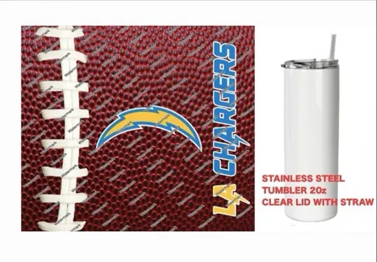 LA CHARGERS    - Pig skin Football - Tumbler 20 oz Stainless Steel