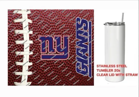 NY GIANTS  - Pig skin Football - Tumbler 20 oz Stainless Steel