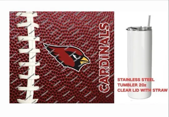 Discover CARDINALS   - Pig skin Football - Tumbler 20 oz Stainless Steel