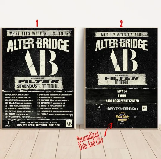 Discover Custom Alter Bridge Announce 2026 US Tour Poster