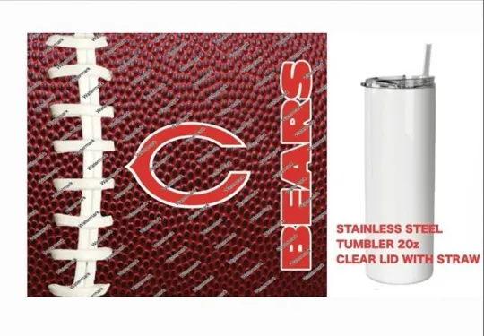Discover BEARS   - Pig skin Football - Tumbler 20 oz Stainless Steel