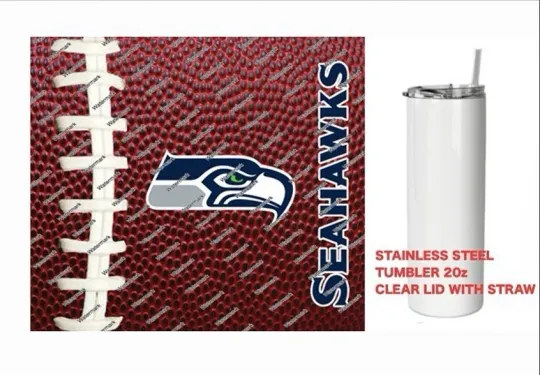 SEAHAWKS   - Pig skin Football - Tumbler 20 oz Stainless Steel