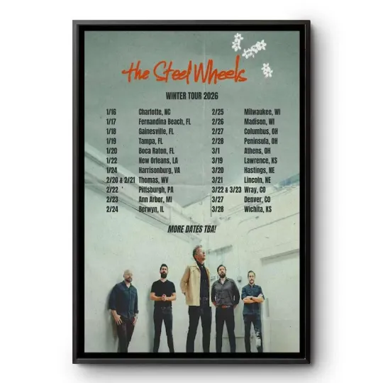 Discover The Steel Wheels Winter Tour 2026 Concert Poster Americana Band Print