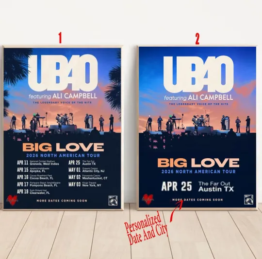 Discover Custom UB40 2026 North American Tour Poster