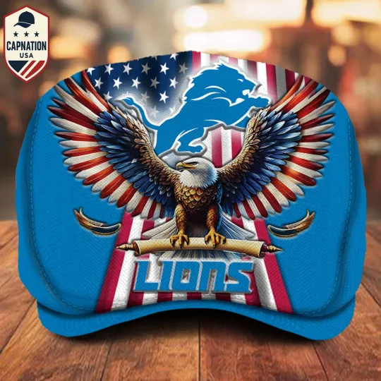 Detroit-Lions Jeff Cap Newsboy Cap Driving Cap Flat Cap Golf Cap For Men