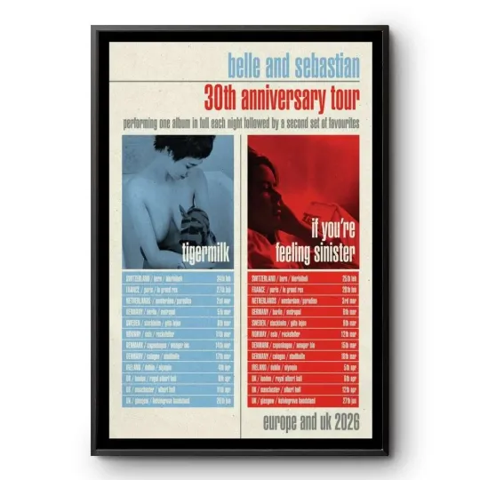 Belle And Sebastian 30th Anniversary Tour 2026 Poster