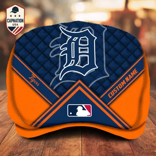 Discover Detroit-Tigers Custom Name Jeff Cap MLB Jeff Cap Driving Cap Newsboy Cap1