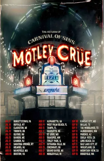 Discover Motley Crue 2026 Carnival Tour Framed Promo Poster
