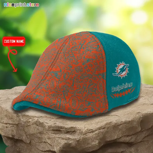 Miami Football Team Dolphins Ivy Cap Dolphin Cap Flat Cap Driving Cap Golf Cap