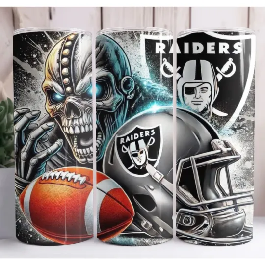 Discover Raider Skull Football Skinny Tumbler Insulated Drinkware