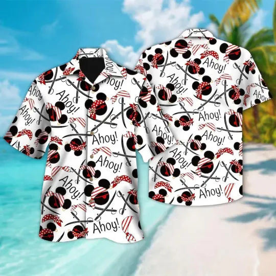 Discover Disney Mickey Mouse Pirates Of The Caribbean White Hawaiian Shirt