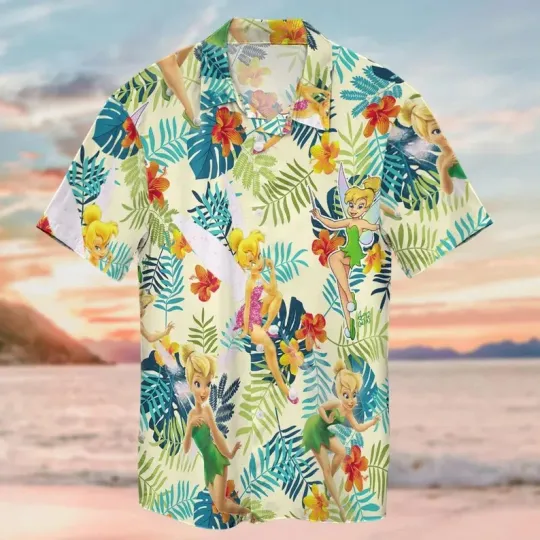 Discover Disney Tinker Bell Peter Pan Tropical Summer Hawaiian Shirt