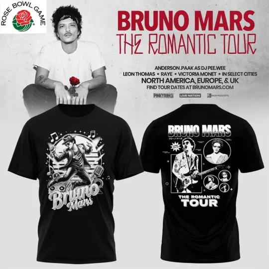 Discover Bruno Mars The Romantic Tour 2026 Solo Lovers Fan Two Sided T-Shirt