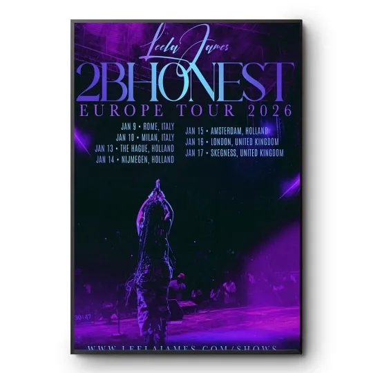 Discover Leela James 2B Honest Europe Tour 2026 Poster Print Soul R&B Concert