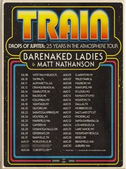 Discover Train 2026 North American Tour Poster