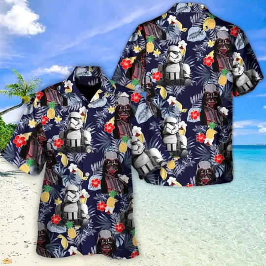 Discover Disney Star Wars Darth Vader Storm Flower Hawaiian Shirt Summer Beach Aloha