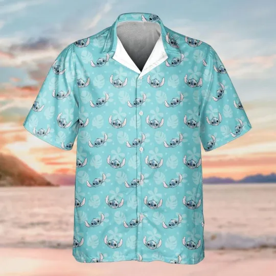 Discover Disney Lilo And Stitch Stitch Heads Tropical Leaves Retro Hawaiian Shirt