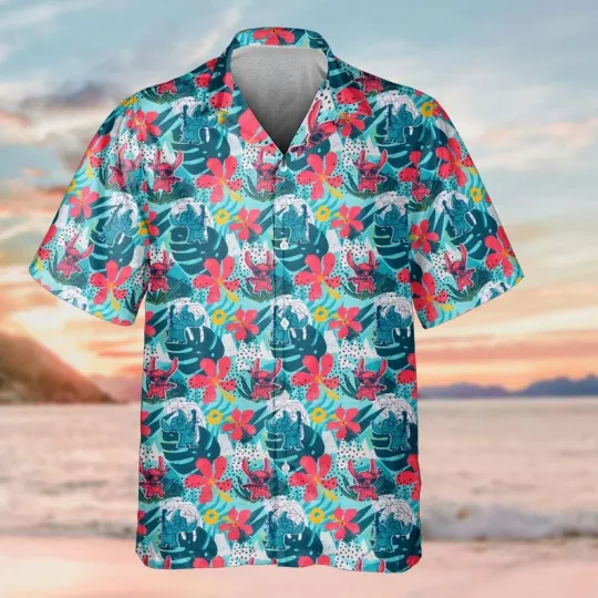 Discover Disney Lilo And Stitch Stitch Tropical Comic Style Summer Retro Hawaiian Shirt
