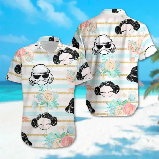 Disney Star Wars Princess Leia Summer Beach Floral Hawaiian Shirt