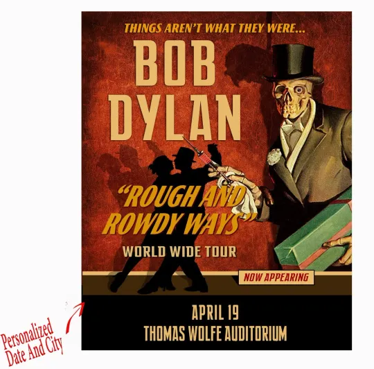 Discover Personalization Bob Dylan Tour 2026 Date Poster