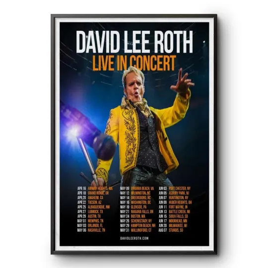 Discover David Lee Roth Live In Concert 2026 Tour Poster Print Rock Wall Art