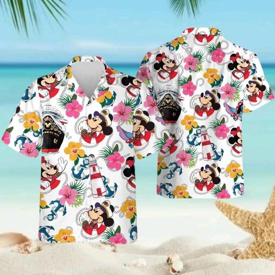 Discover Disney Cruise Hawaii Shirt, Pirate Mickey Valentine Shirt, Mickey Mouse Floral Hawaii Shirt