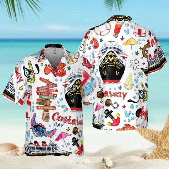 Discover Disney Pirate Mickey & Friends Hawaiian Shirt, Minnie, Goofy, Donald, Daisy, Stitch Cruise Trip Shirt