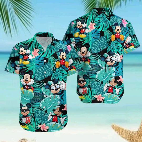 Discover Mickey Mouse Hawaiian Shirt, Tropical Summer Button Shirt, Disneyland 2026 Aloha Shirt