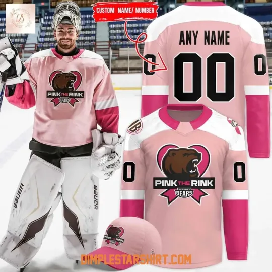 Discover Personalized Hershey Bears Pink The Rink Breast Cancer Hockey Shirt Fan Gear