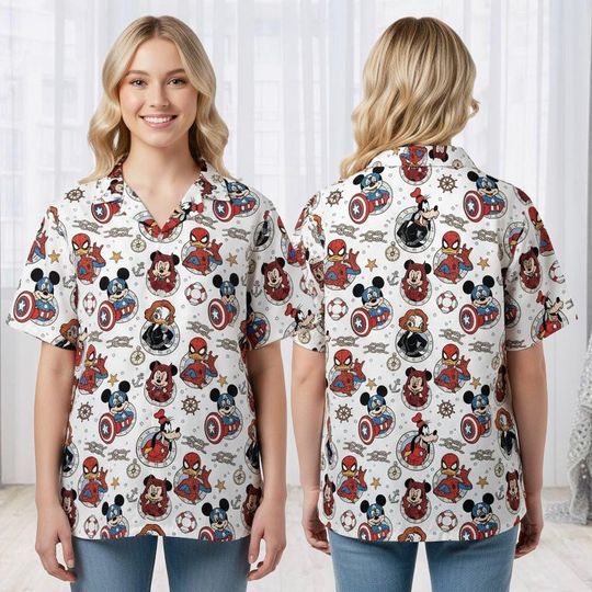Disney Cruise Squad Hawaii Shirt, Mickey And Friends Cruise Hawaiian Shirt, Mickey Mouse Marvel Day At Sea Shirt, Magic Kingdom Gifts