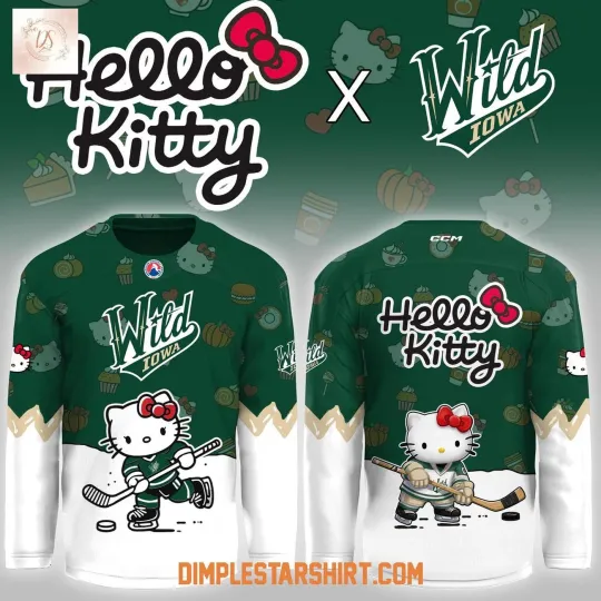 Discover Iowa Wild Hello Kitty Night Game Hockey Shirt Men's Fan Gear