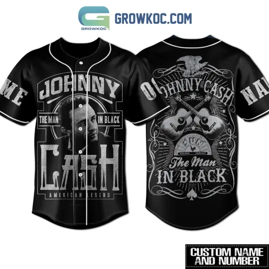 Personalized Johnny Cash The Man In Black American Legend Adult Youth Baseball Jersey Shirts