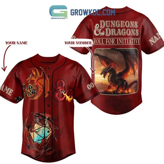 Discover Personalized Dungeons 038 Dragons Roll For Initiative Adult Youth Baseball Jersey Shirts